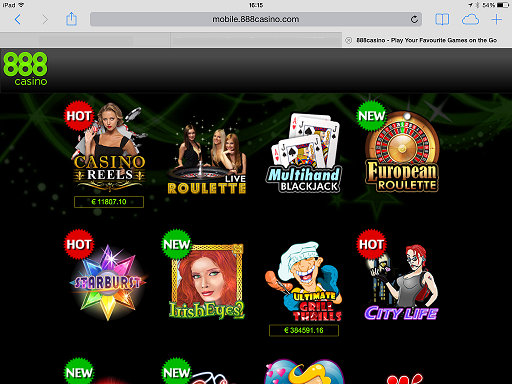 Screenshot van het casino op de Ipad. Je ziet dat het erg gebruiksvriendelijk is.